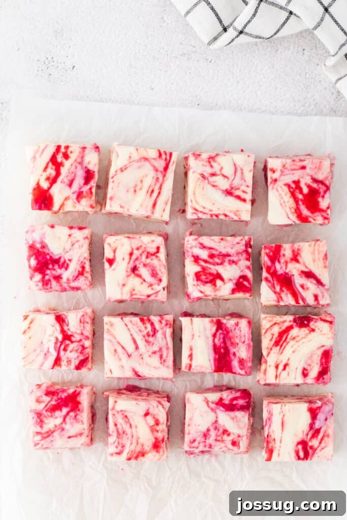 Cut fudge squares