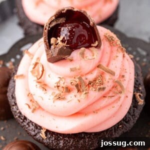 Chocolate Cupcake with Cherry Buttercream Frosting