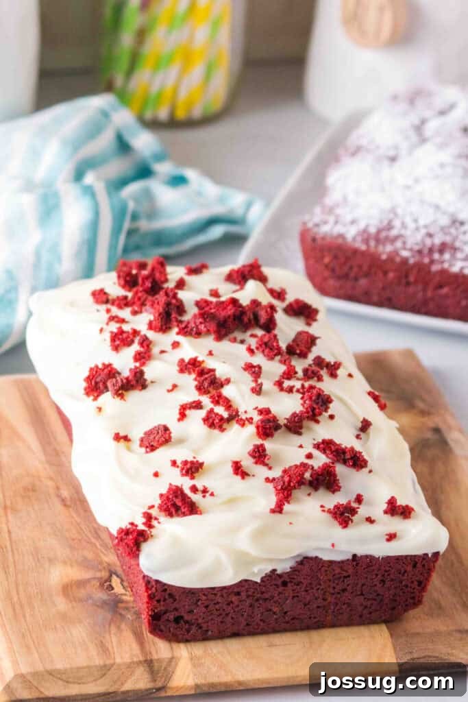Red Velvet Dream Loaf 8 Finished red velvet loaf with cream cheese frosting