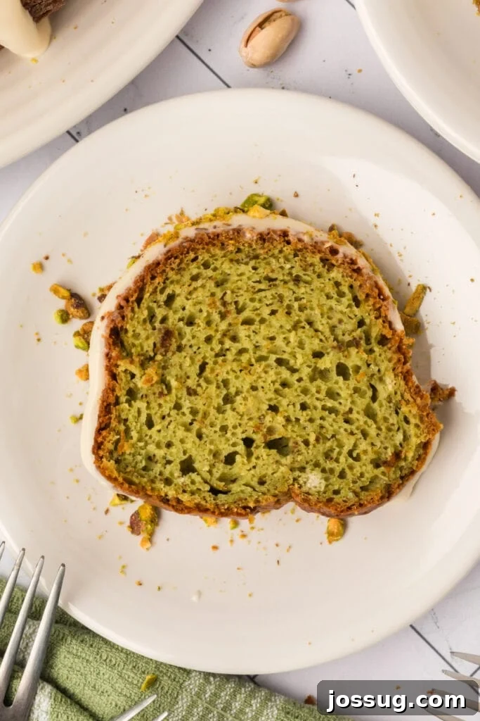 Pistachio Dream Bundt 2 Slice of Pistachio Bundt Cake