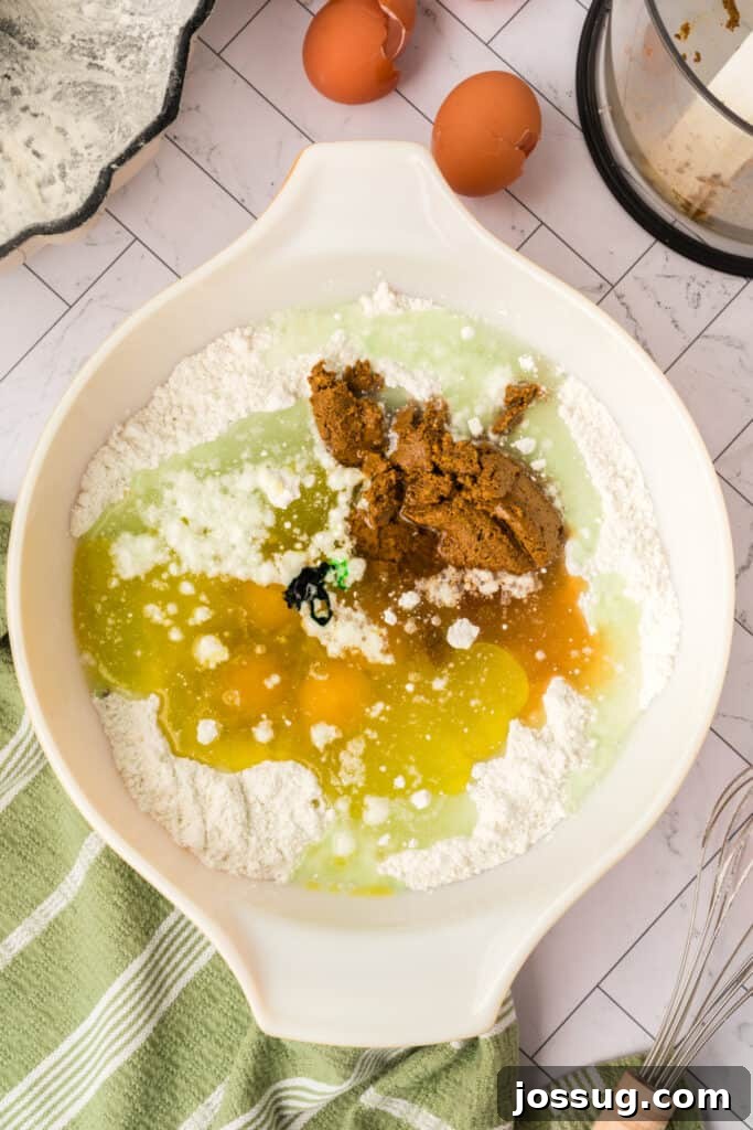 Pistachio Dream Bundt 8 Wet Ingredients Added