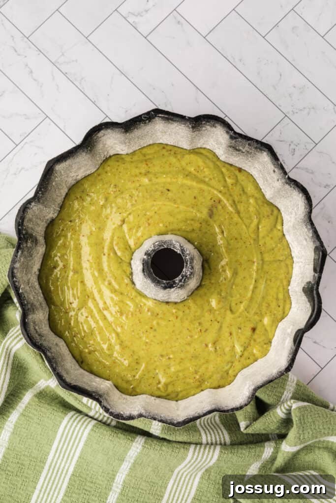 Pistachio Dream Bundt 10 Batter in Bundt Pan