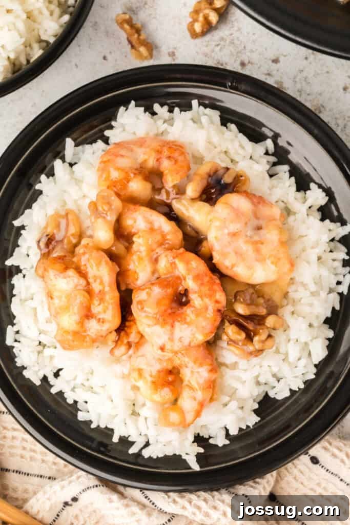 Crispy Honey Walnut Shrimp Recipe: Restaurant-Style at Home 2 Close-up of creamy Honey Walnut Shrimp with candied walnuts