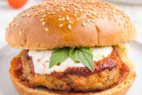 Crispy Chicken Parmesan Burgers with Marinara and Mozzarella