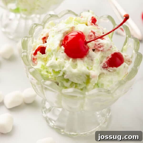 finished pistachio salad with maraschino cherries
