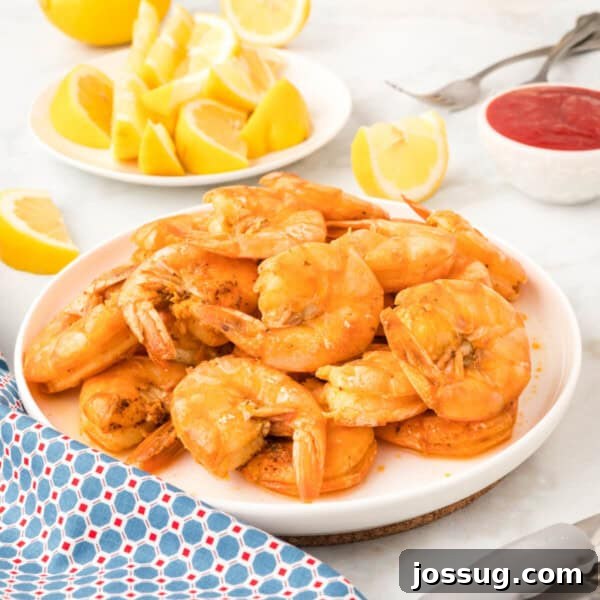 Smoky Barbecue Shrimp Po' Boy Sandwich Recipe 16 peel and eat shrimp on plate