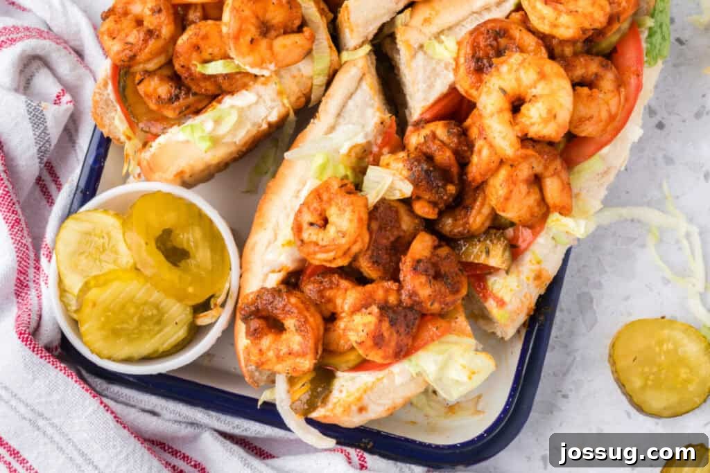 Smoky Barbecue Shrimp Po' Boy Sandwich Recipe 4 Shrimp po'boy served with potato chips