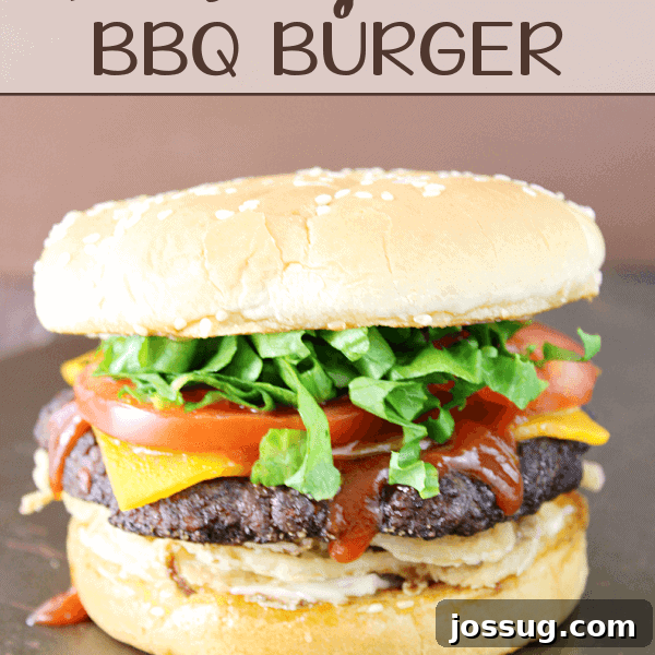 Copycat Red Robin Whiskey River BBQ Burger on a cutting board.