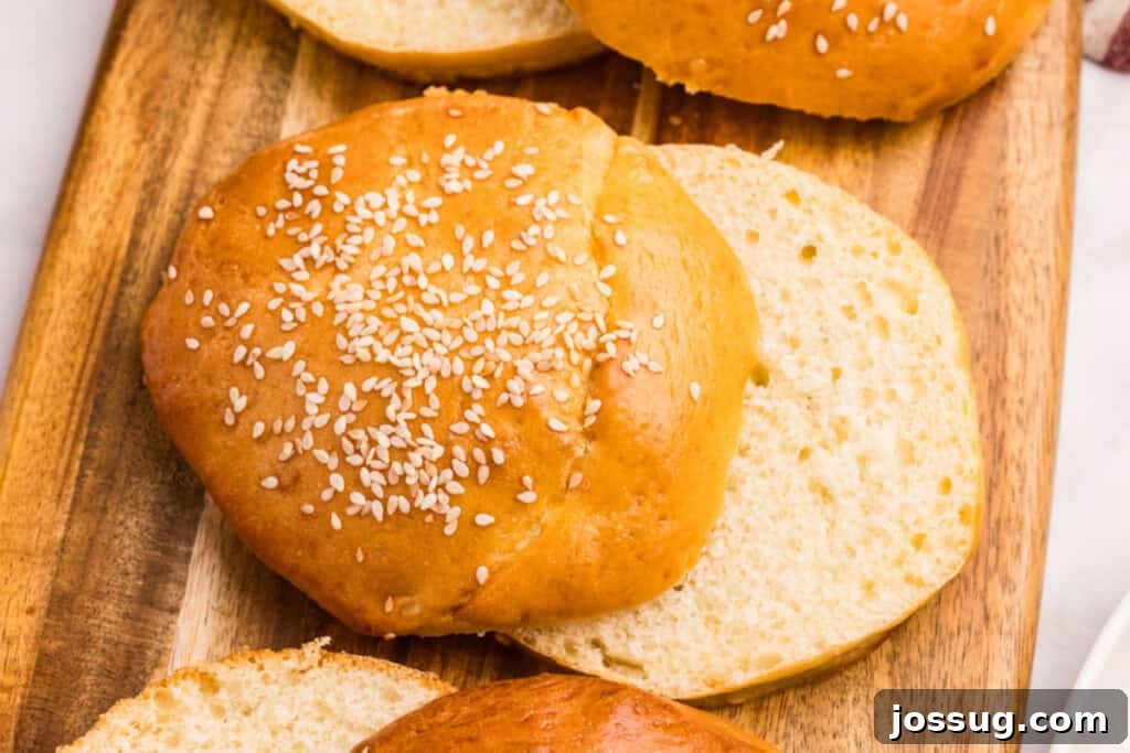 How to Make Soft Homemade Hamburger Buns 4 Close-up of the soft interior crumb of homemade hamburger buns