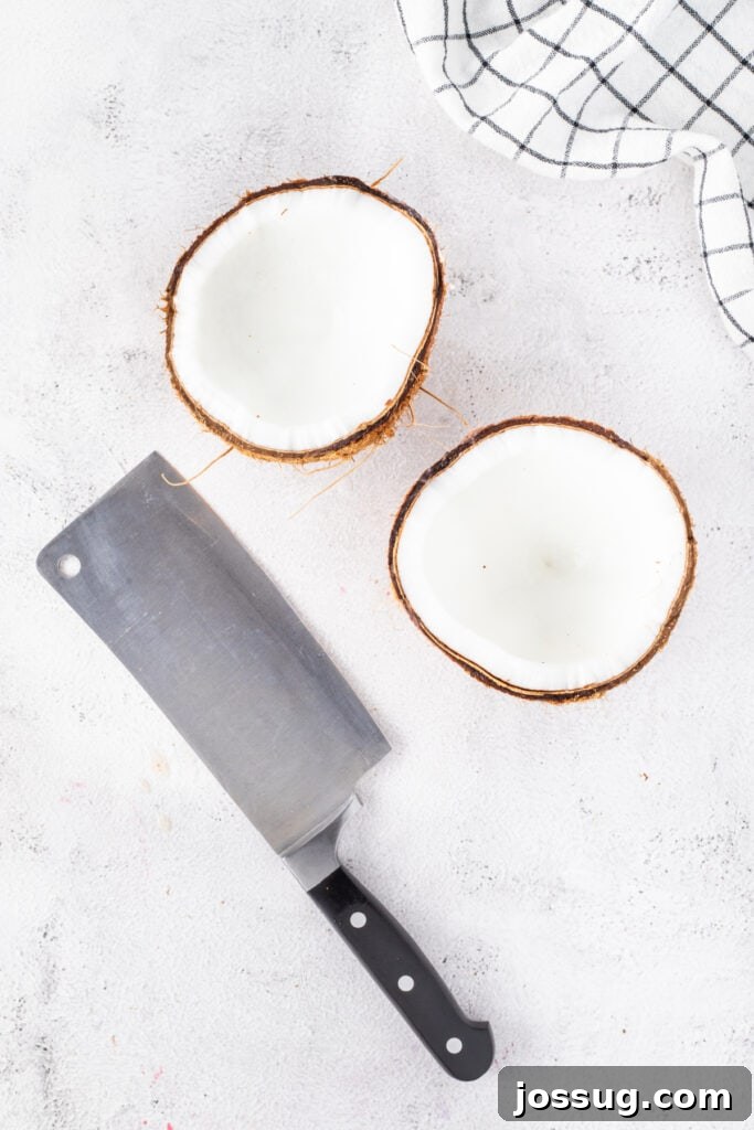 Halo-Halo: Authentic Filipino Shaved Ice Recipe 7 Fresh coconut cut into halves to use as serving bowls for Halo Halo.