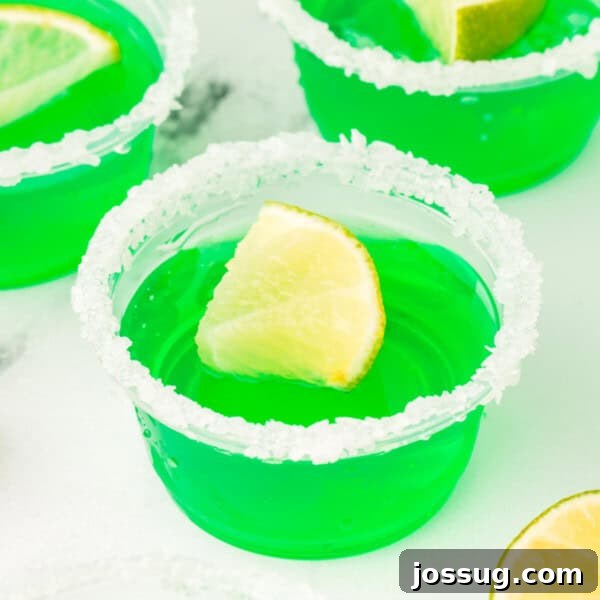 closeup lime margarita jello shot