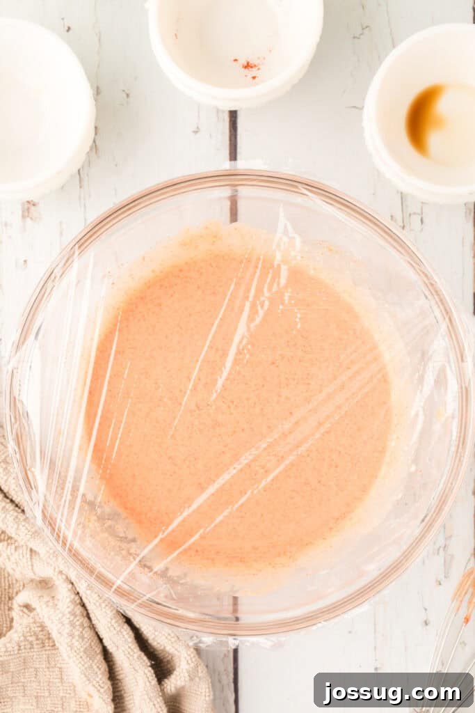 Homemade Fry Sauce Recipe: Tangy Dipping Sauce 7 Freshly mixed Fry Sauce covered with plastic wrap before chilling in the refrigerator.