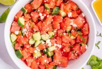 Refreshing Watermelon, Feta and Mint Salad with Cucumber