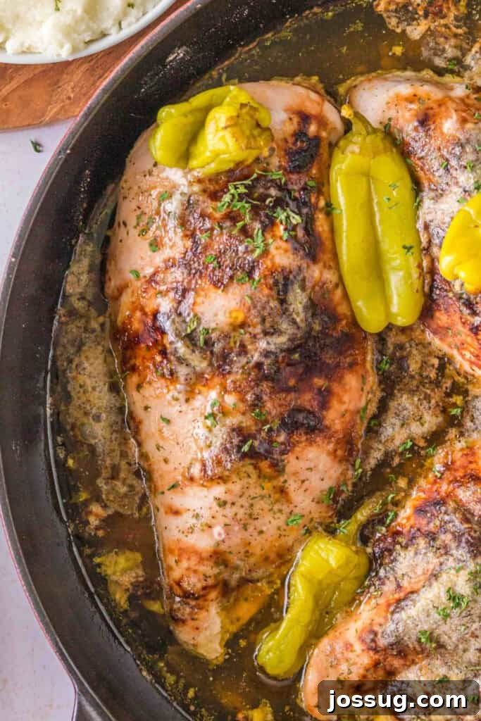 Smoked Mississippi Chicken with Ranch and Pepperoncini 11 Smoked Mississippi Chicken with browned chicken breasts, pepperoncini, and buttery cooking juices