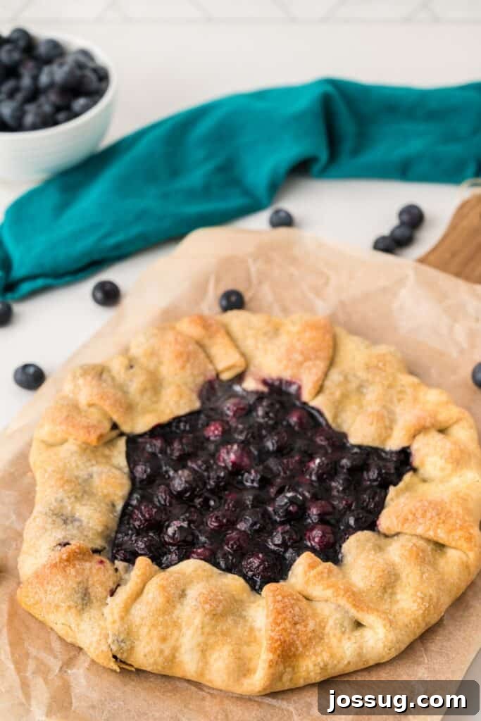 Rustic Fresh Blueberry Galette Recipe 2 Whole baked Blueberry Galette with golden flaky crust and fresh blueberry filling