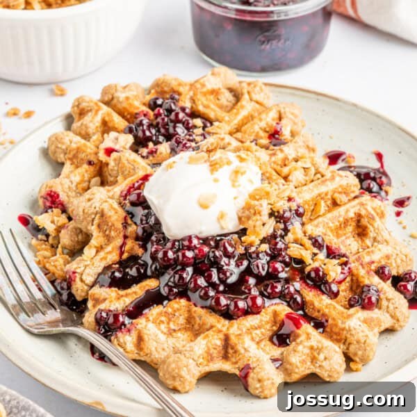 Rustic Fresh Blueberry Galette Recipe 16 closeup of blueberry cobbler waffle on plate